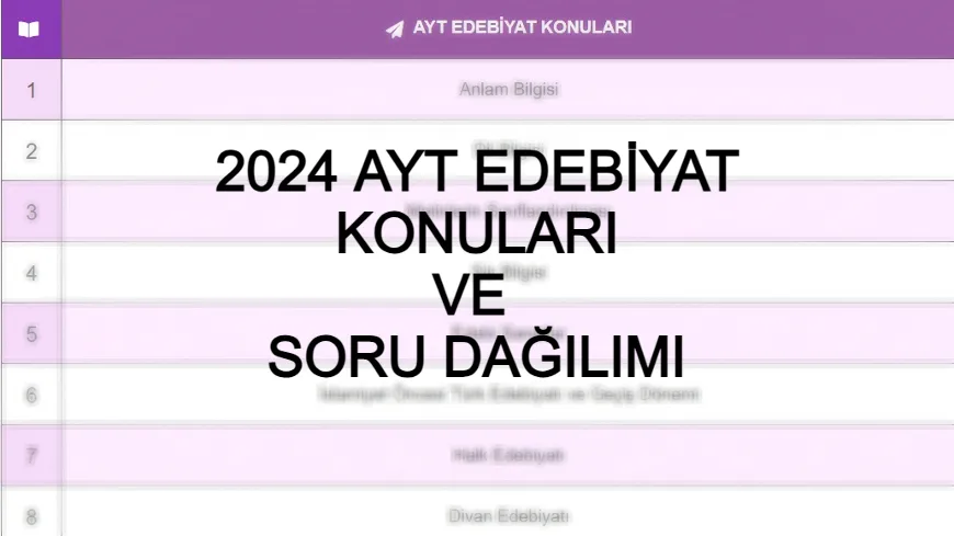 2024 AYT EDEBİYAT KONULARI ve SORU DAĞILIMI - 2024 AYT Edebiyat konuları nelerdir? Merhabalar, bu yazımızd...