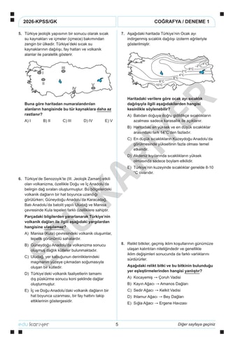 KPSS COĞRAFYA 20'Lİ BRANŞ DENEME - Görsel 7