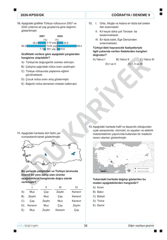 KPSS COĞRAFYA 20'Lİ BRANŞ DENEME - Görsel 3