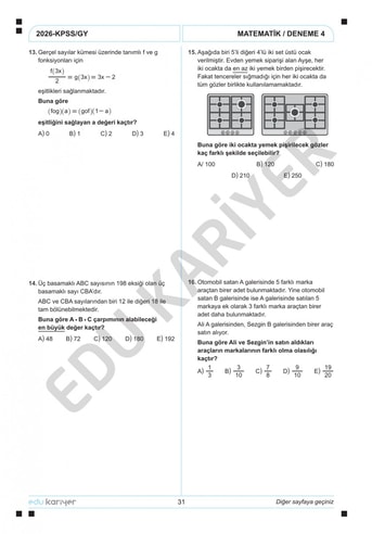Mert Hoca 2026 KPSS Matematik 10'lu Branş Deneme - Görsel 5