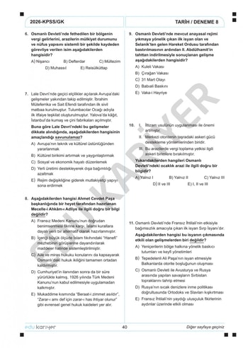 Sadettin Hoca 2026 KPSS Tarih 20'li Branş Deneme Tamamı Çözümlü - Görsel 4