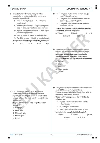 Coğrafyanın Kodları KPSS 20'li Branş Deneme - Görsel 4