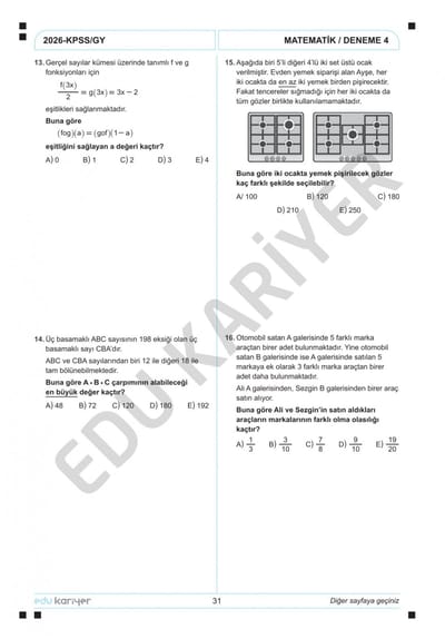 Mert Hoca 2026 KPSS Matematik 10'lu Branş Deneme - Görsel 5